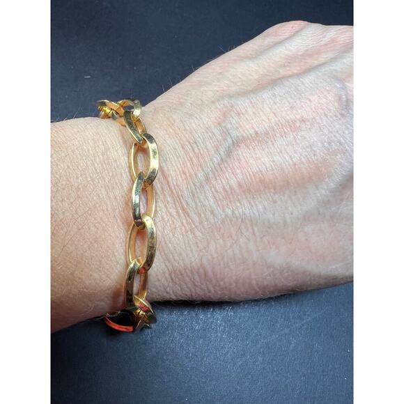 Yellow gold over bronze link bracelet 8 inches - Picture 5 of 10